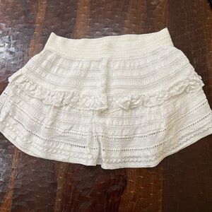 Aerie Rock and Ruffle Lace Pull Up Skirt in White Size XL